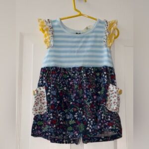 Matilda Jane Size 6 Light Blue Striped Heart Sleeveless Shirt